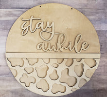 Load image into Gallery viewer, Stay Awhile Cow Print Round