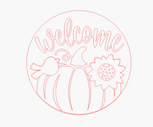 Load image into Gallery viewer, Welcome Pumpkin Scarecrow
