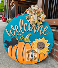 Load image into Gallery viewer, Welcome Pumpkin Scarecrow
