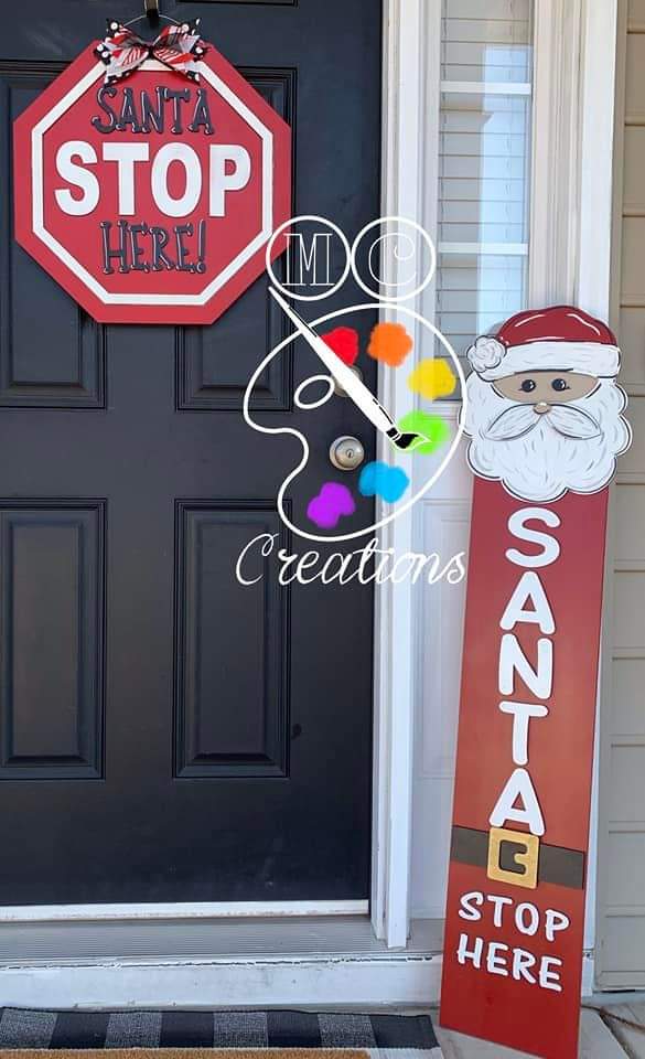 Santa Stop Here Porch Leaner