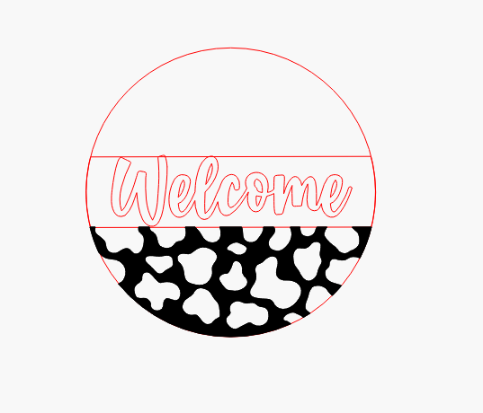 Welcome Cow Print Round